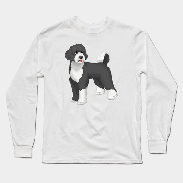 Black & White Portuguese Water Dog Long Sleeve T-Shirt by millersye